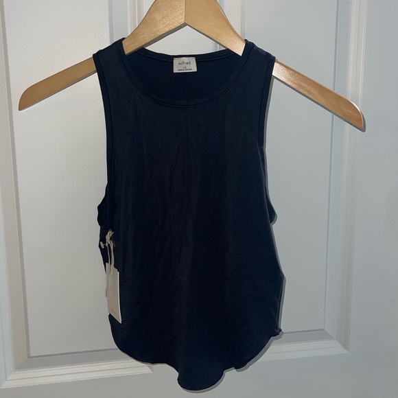 Wilfred Potion Tank Crew Neckline Black Stretch Curved Hemline Racerback XS - Picture 2 of 7